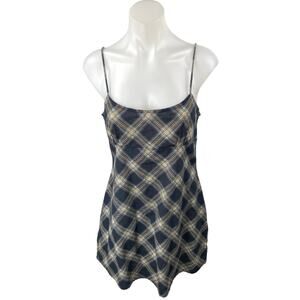Urban Outfitters Motel Black Plaid Sleeveless Cami Camisole Mini A-Line Dress M